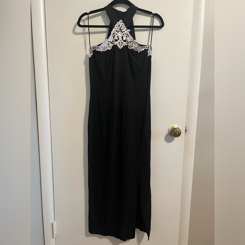 Vintage Jessica McClintock Black and White Lace Formal Dress - Size 9/10